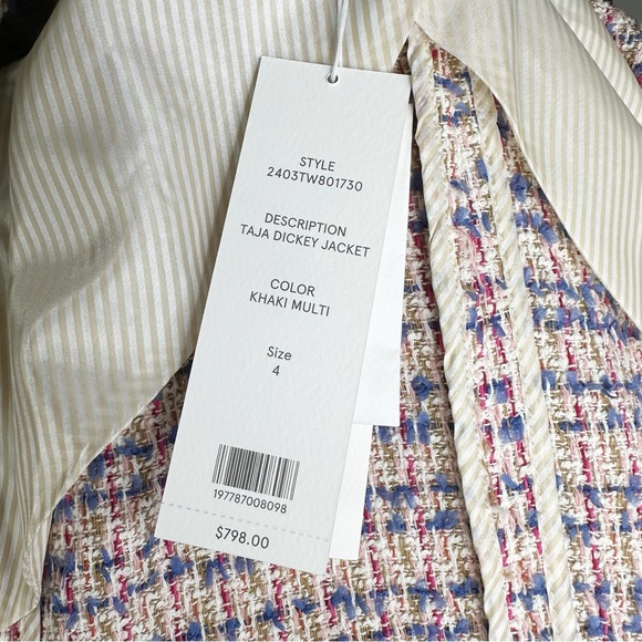 VERONICA BEARD Taja Tweed Pink Dickey Jacket Blazer 4 New with tags - Picture 7 of 10